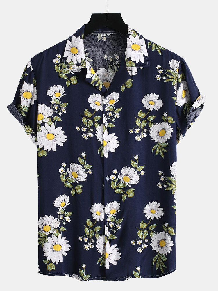 Zonnebloemprint Revere Shirt