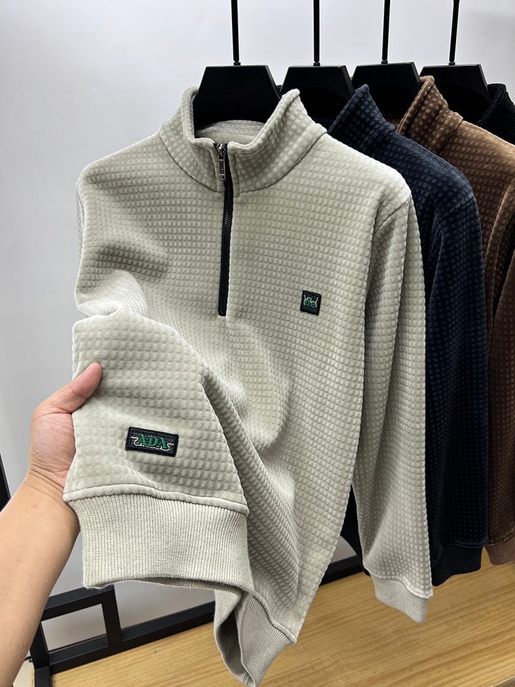 Trui met halve rits in alpacafleece