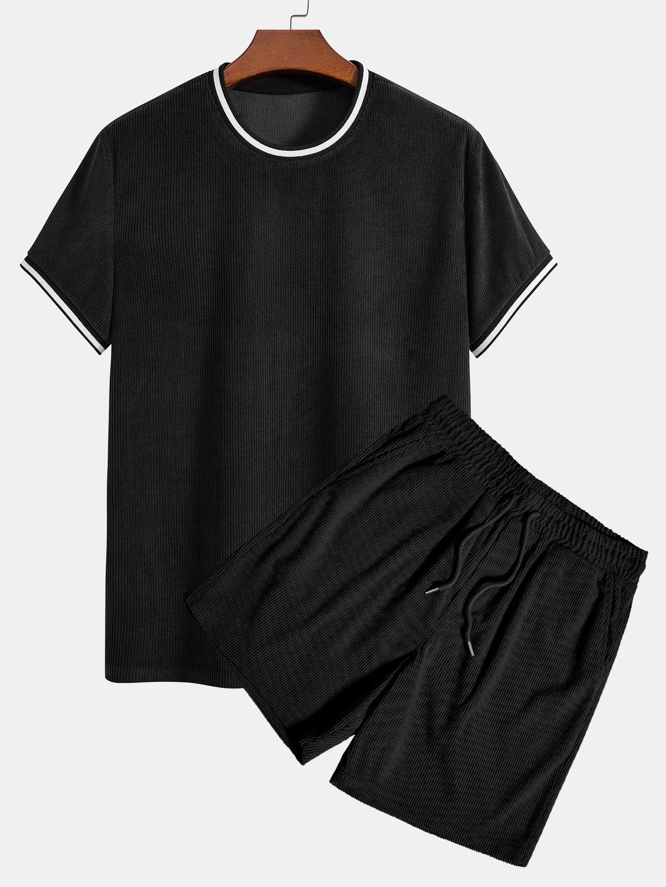 Korte mouwen Stretch Corduroy Ringer T-shirt & Corduroy Korte broek