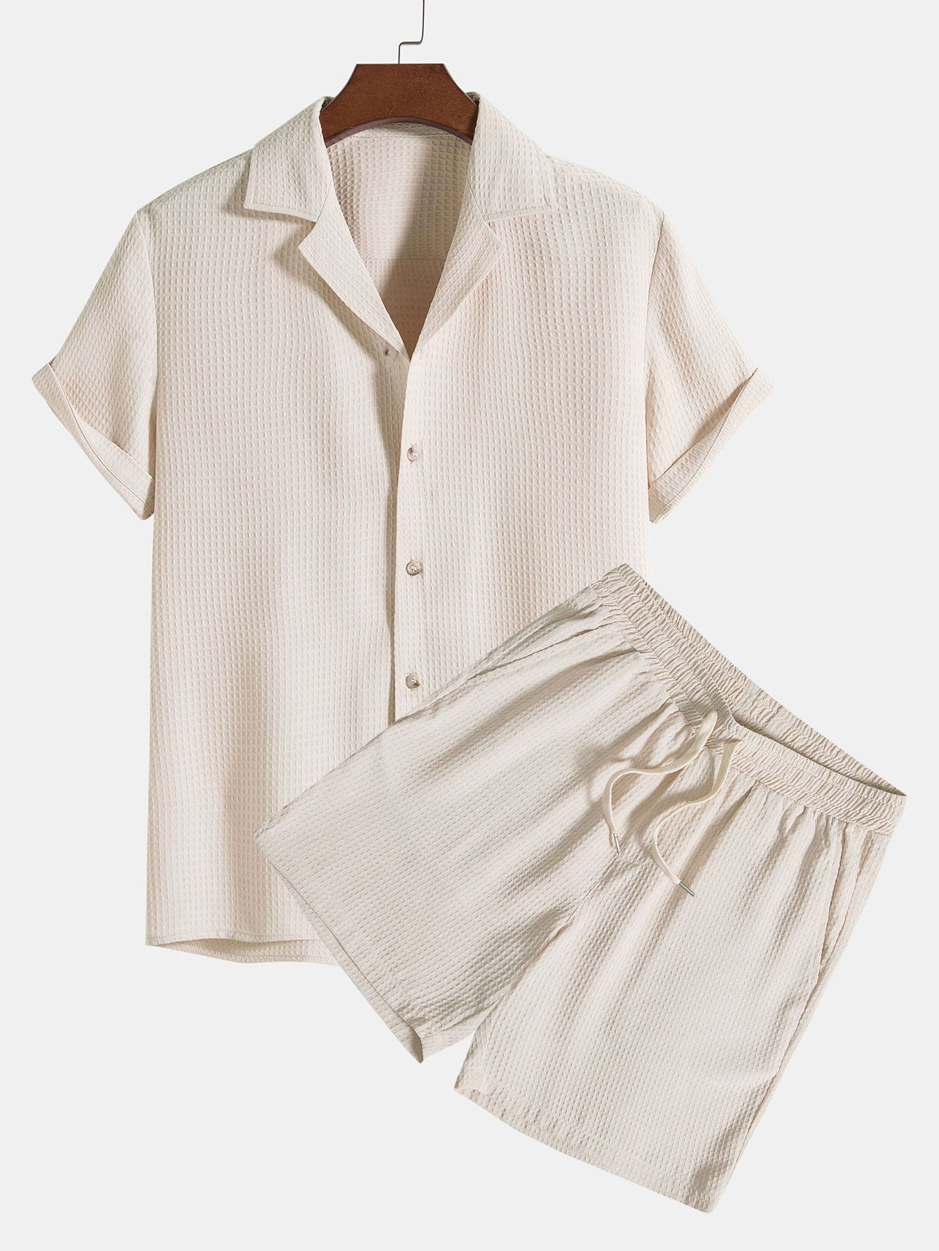 Wafel Revere kraag shirt & shorts