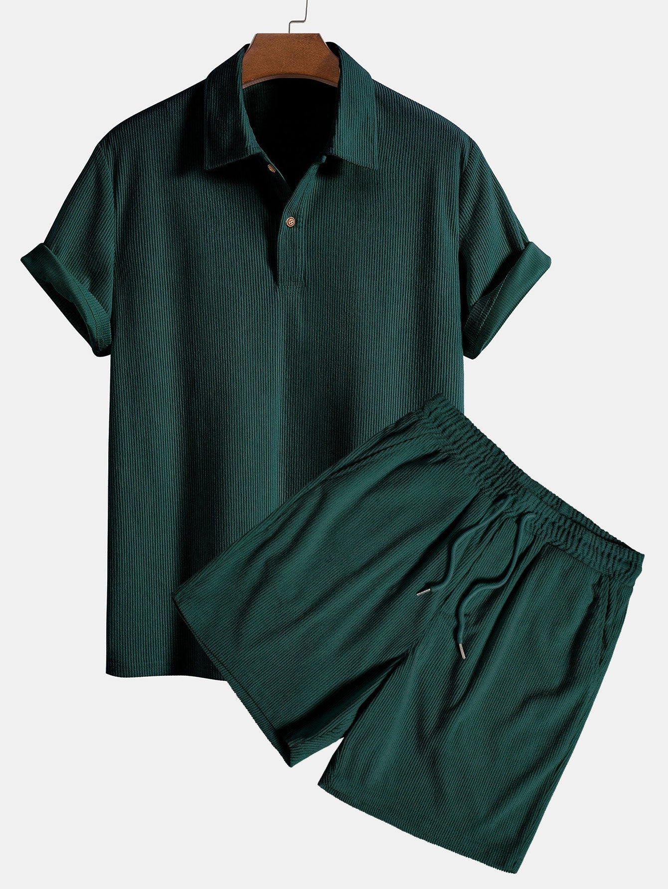 Corduroy poloshirt met korte mouwen & Corduroy shorts