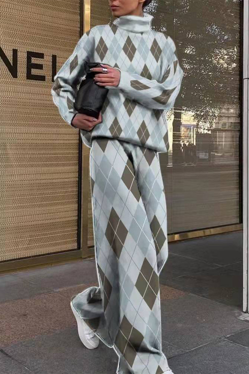 Warme loungeset voor dames met patroonprint