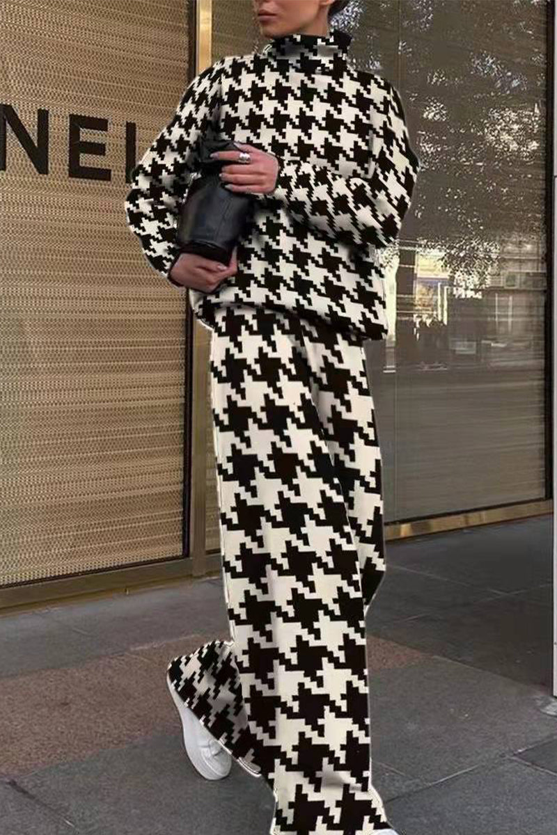 Warme loungeset voor dames met patroonprint