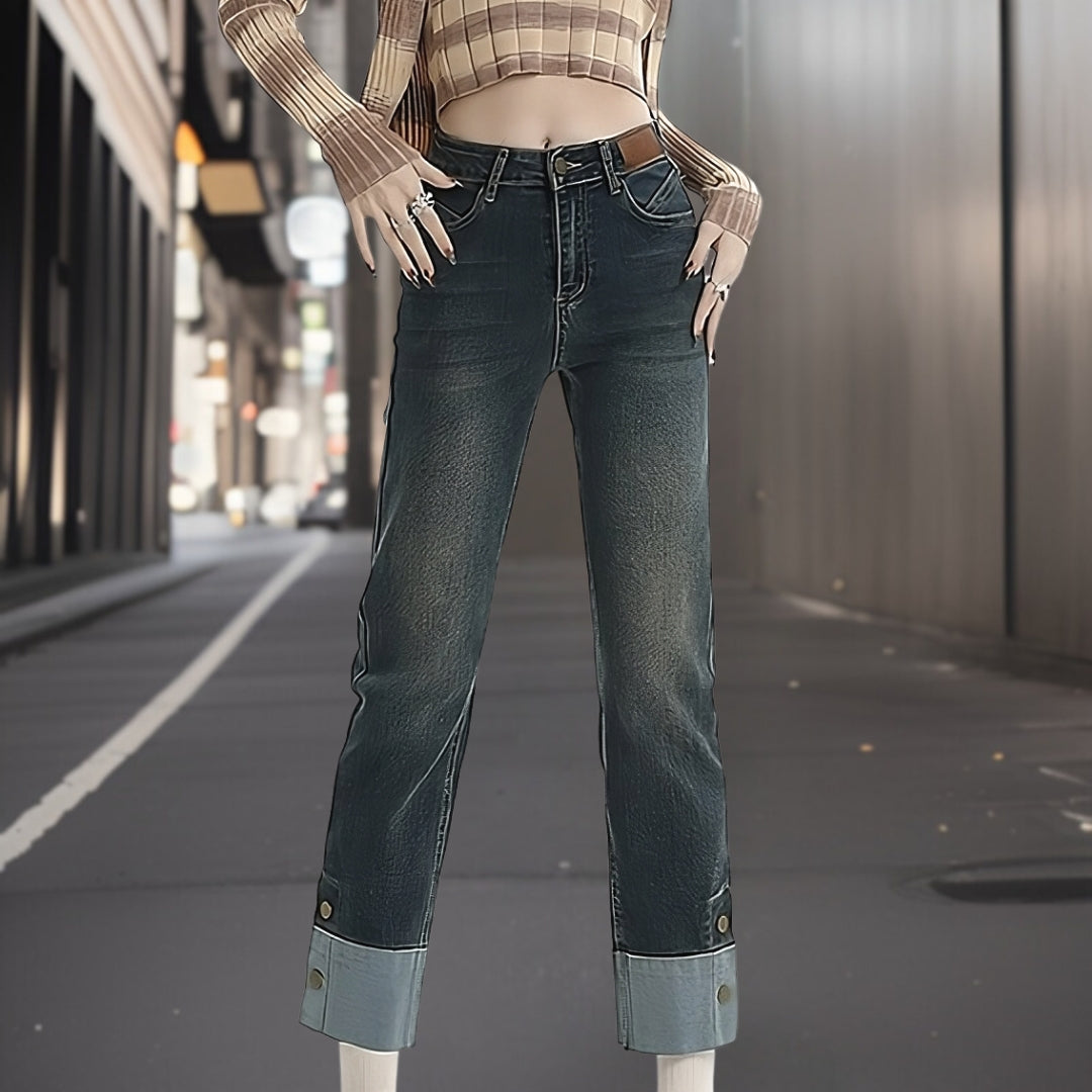 Vera™ Modieuze cropped broek in denim