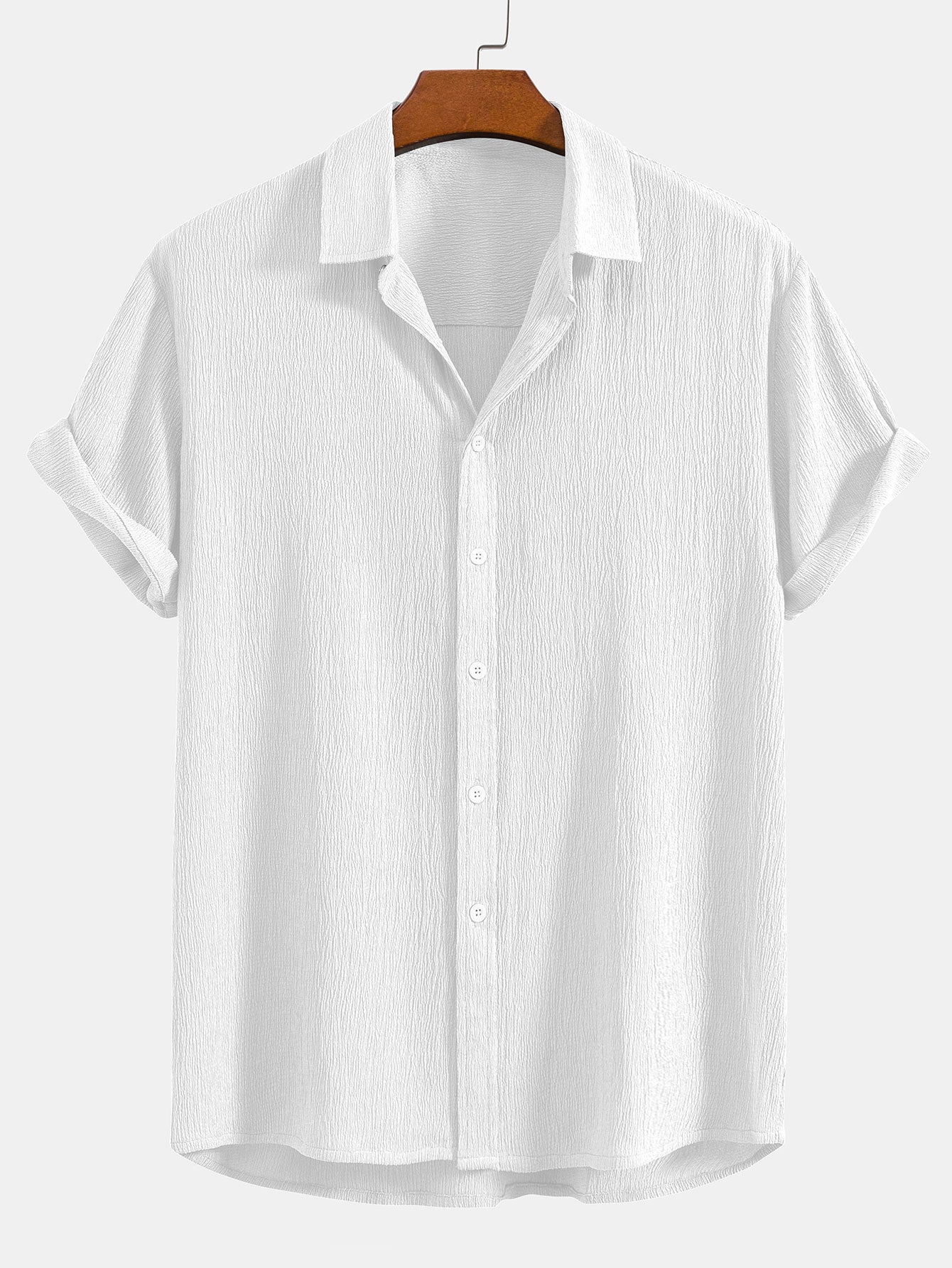 Gerimpeld gestructureerd overhemd met knoopsluiting