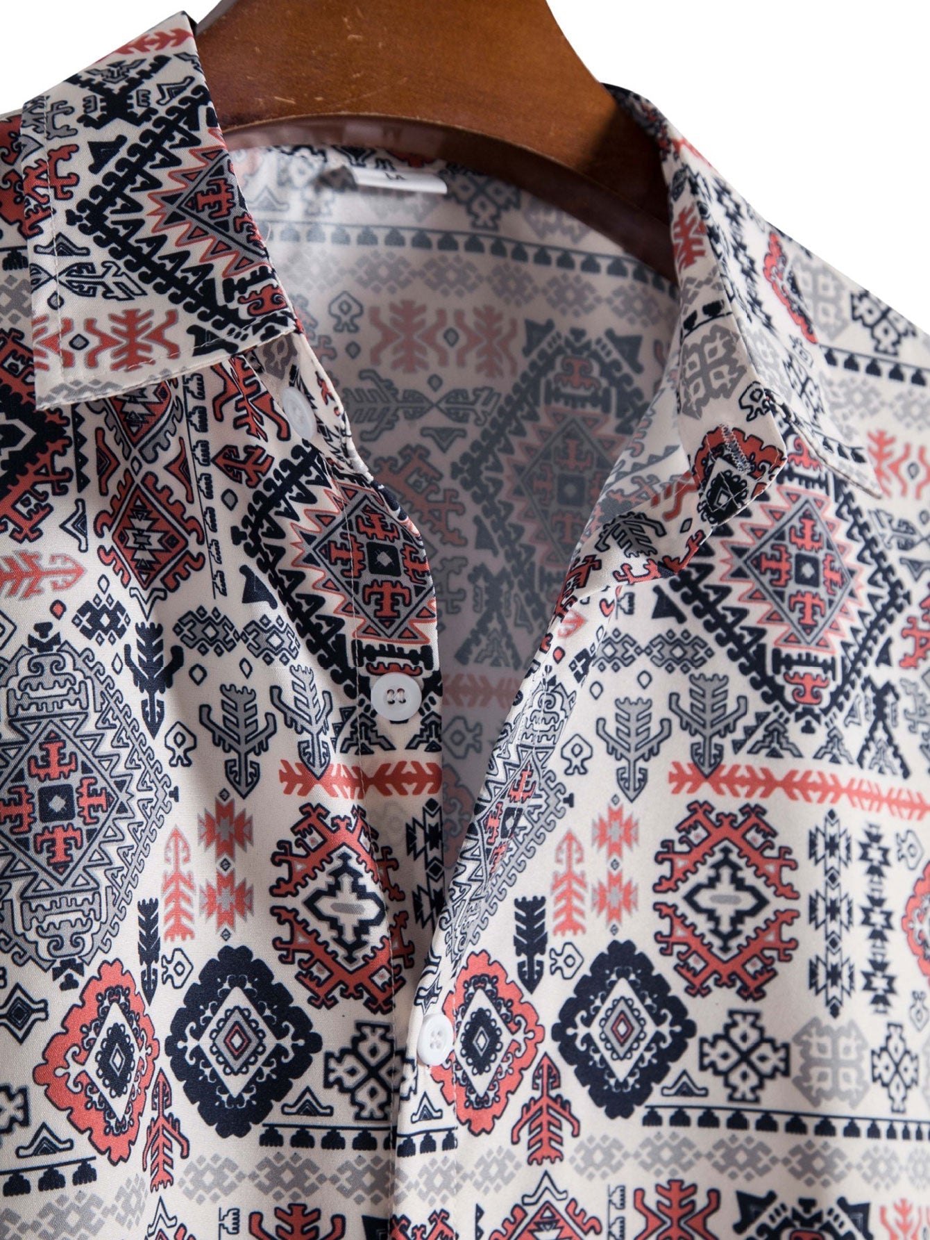 Knoopshirt met Azteekse geometrieprint