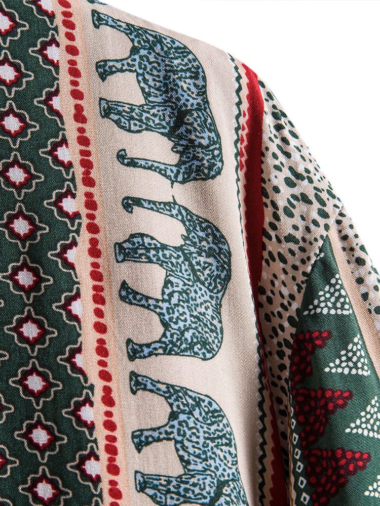 Shirt met olifant en geometrische print