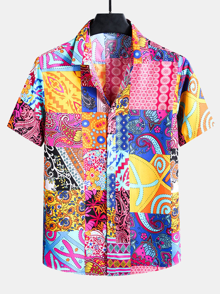 Geometrisch shirt met bloemenprint