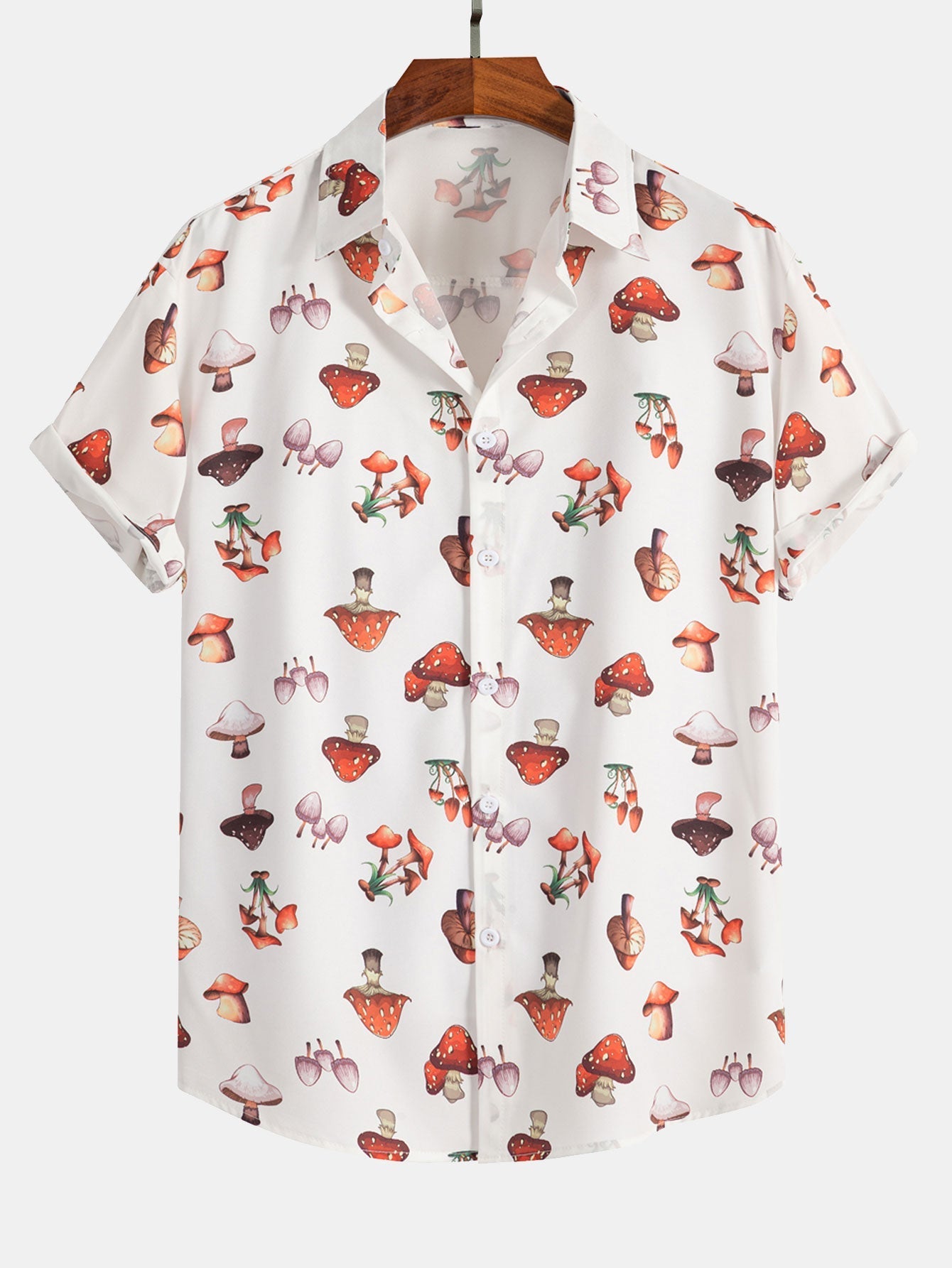 Button Up overhemd met paddenstoelprint