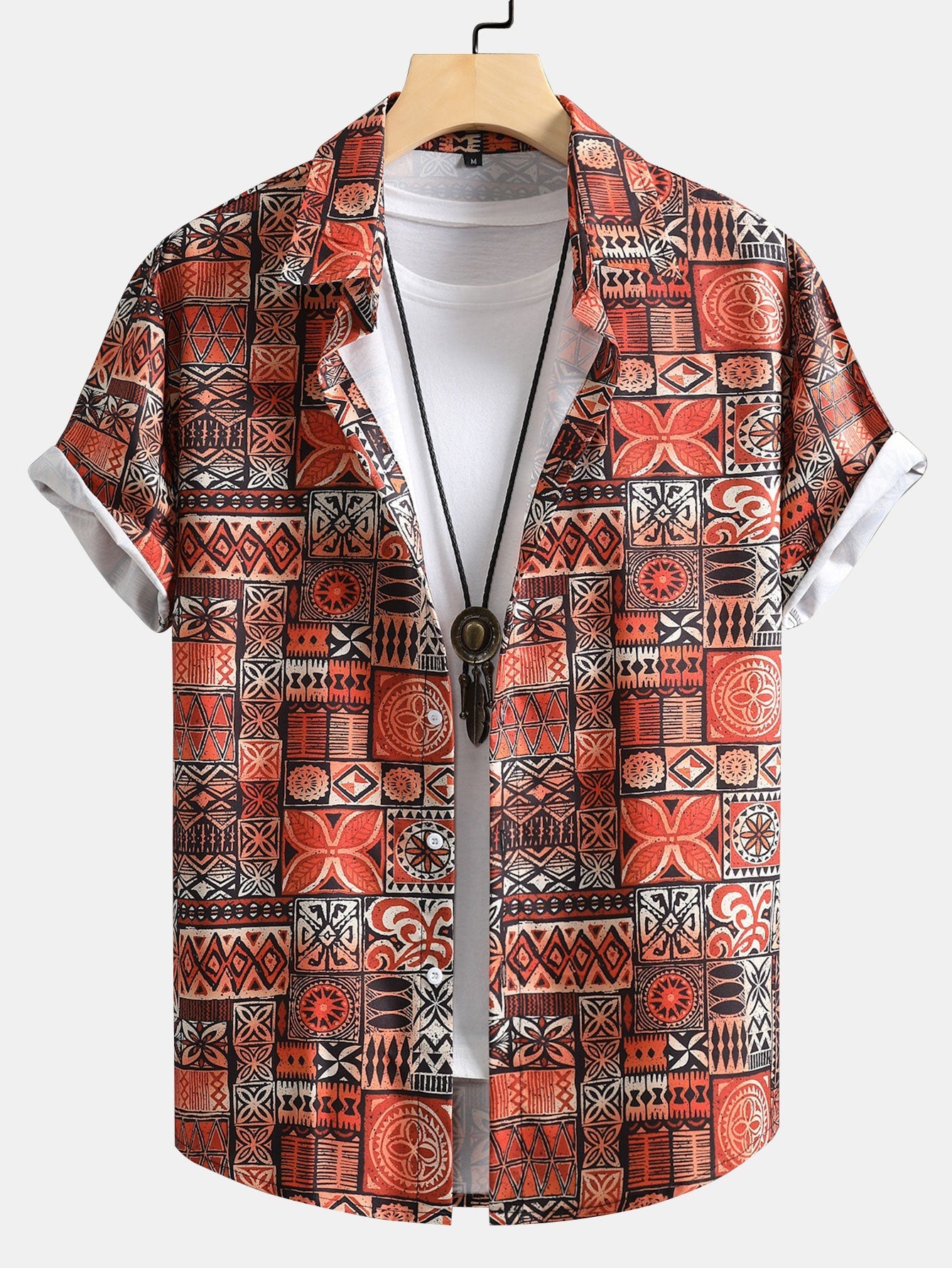 Tegel Patchwork Print Button Up Shirt