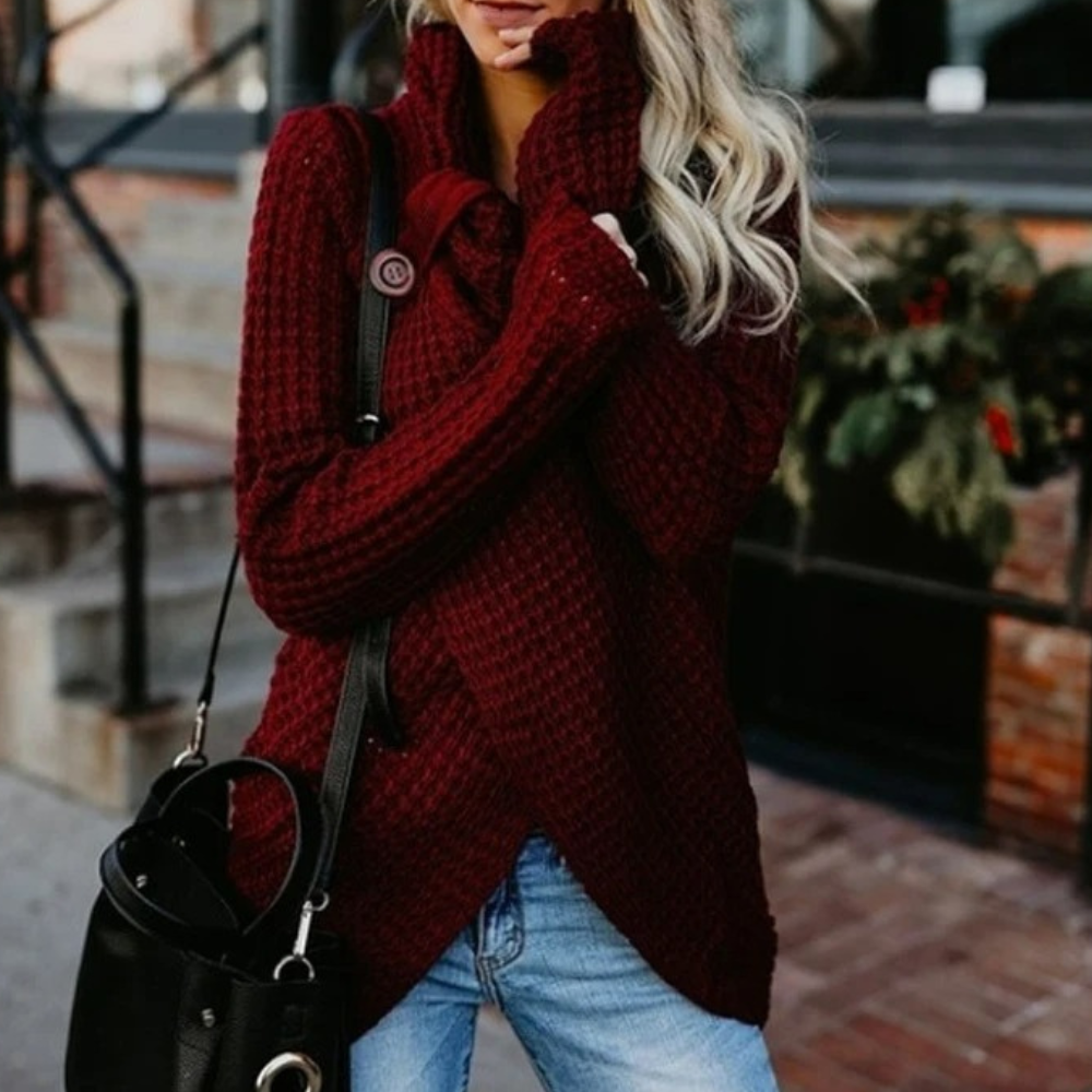 Stijlvolle coltrui met vintage knoopsluiting voor dames