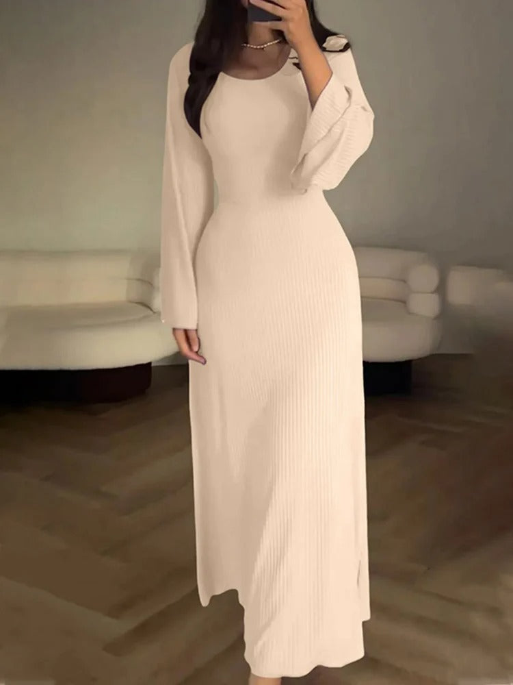 Elegante maxi-jurk met lange mouwen voor vrouwen