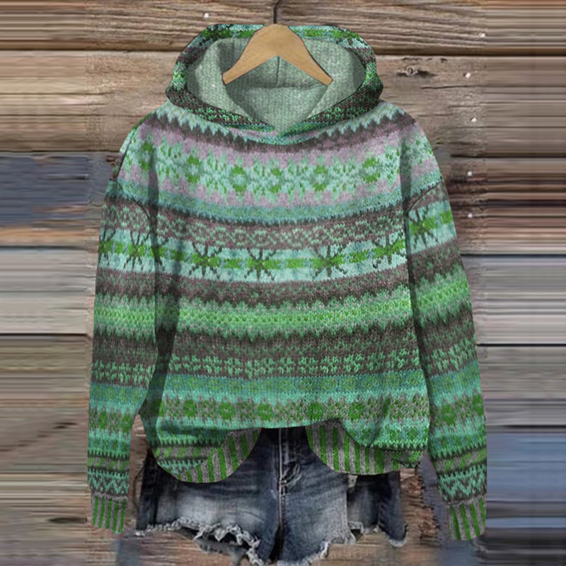 Gestreepte hoodie met lange mouwen en print voor dames