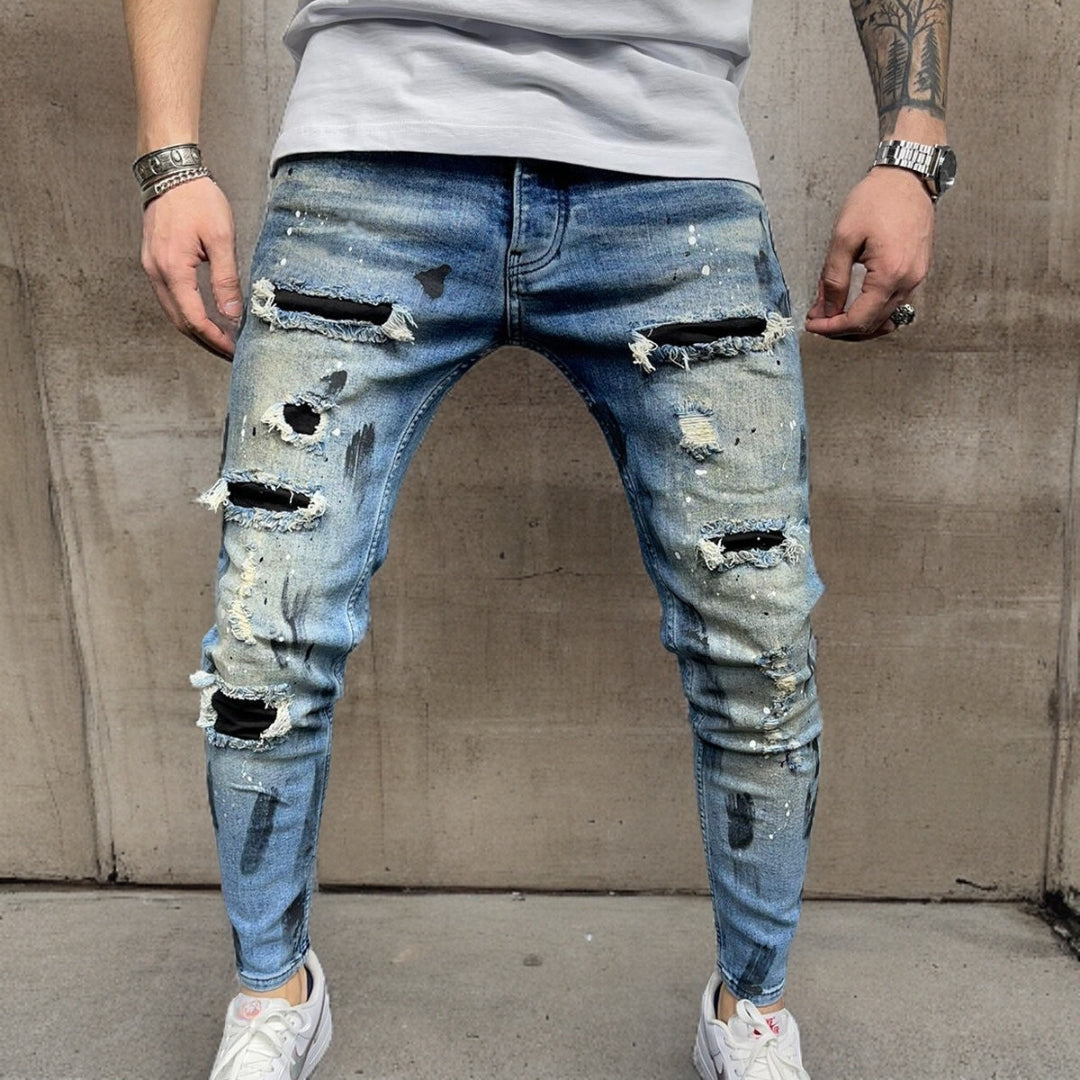 Quirin™ | Stijlvolle broek in gescheurd denim