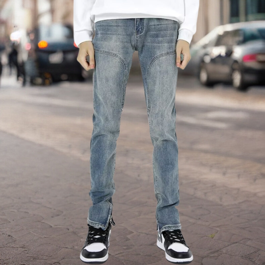 Matthias™ Modieuze denim broek met zijritsen
