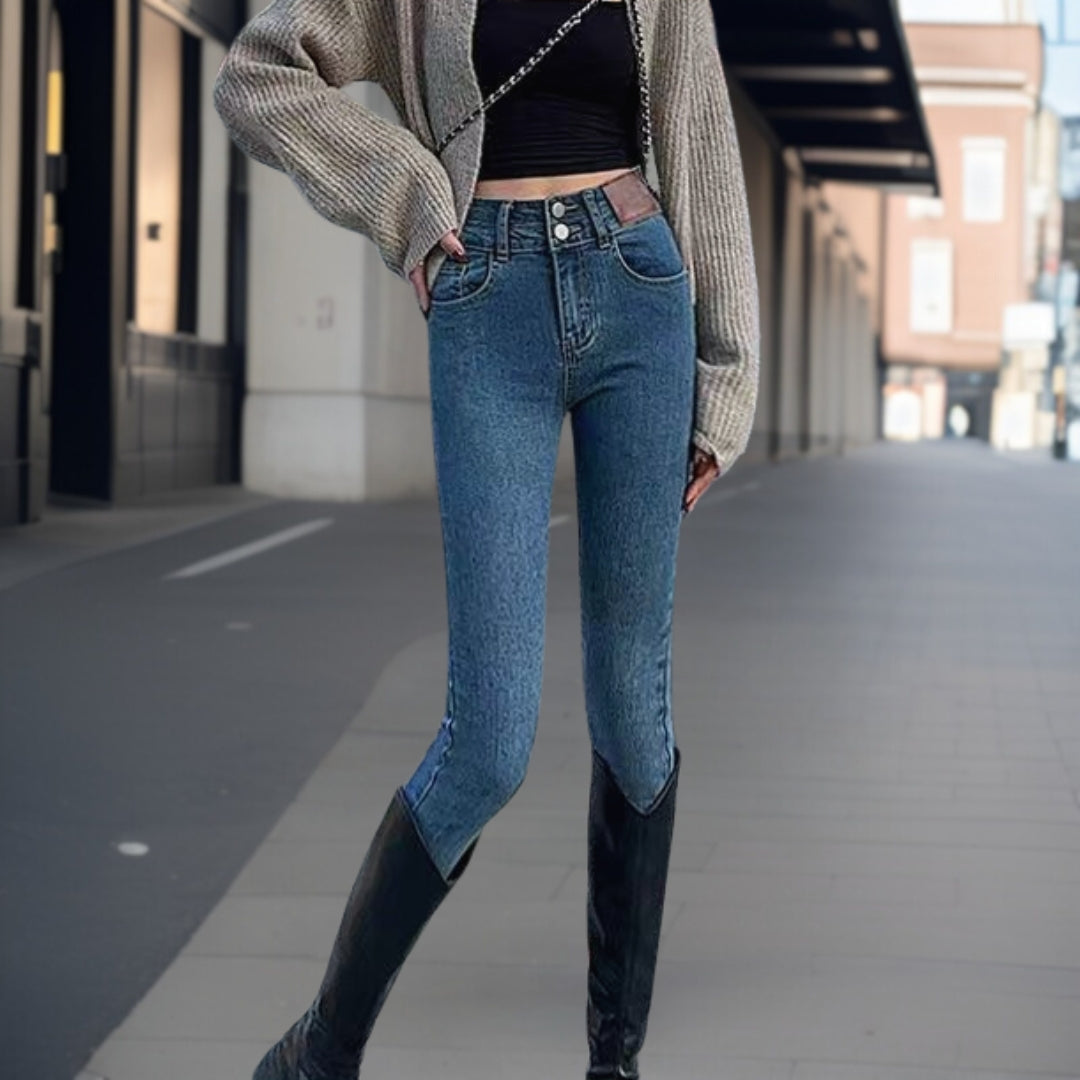 Macey™ - Stijlvolle denim broek met een slanke pasvorm