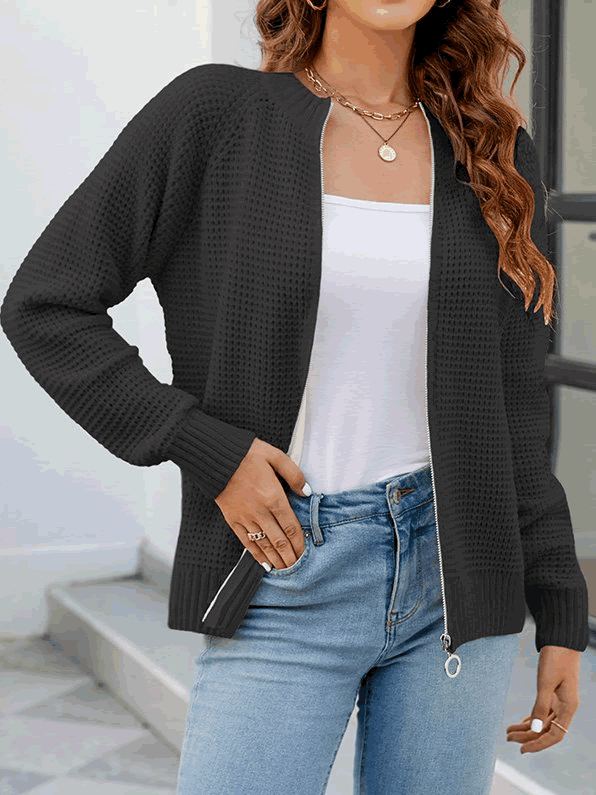 Kate Vrouwencardigan met lange mouwen, comfortabele en casual ritssluiting