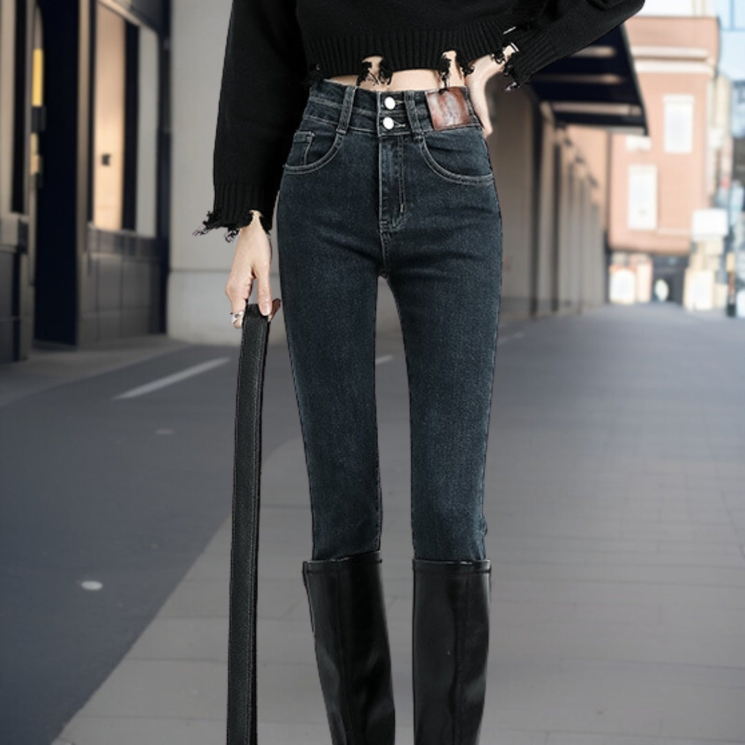 Macey™ - Stijlvolle denim broek met een slanke pasvorm