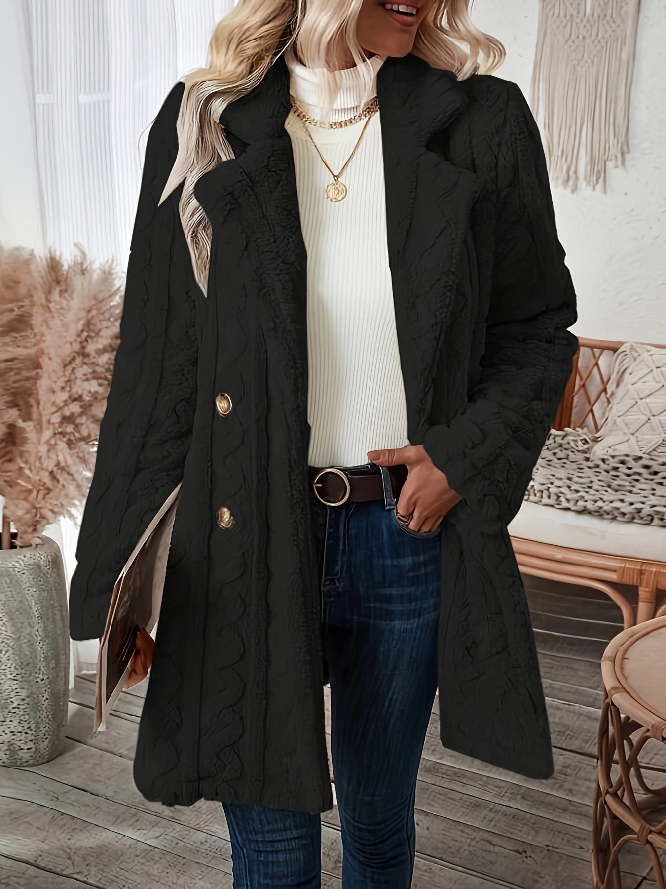 Allayne - De modieuze, veelzijdige jas met dubbele borst en lange mouwen