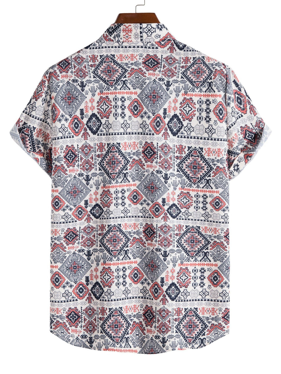Knoopshirt met Azteekse geometrieprint