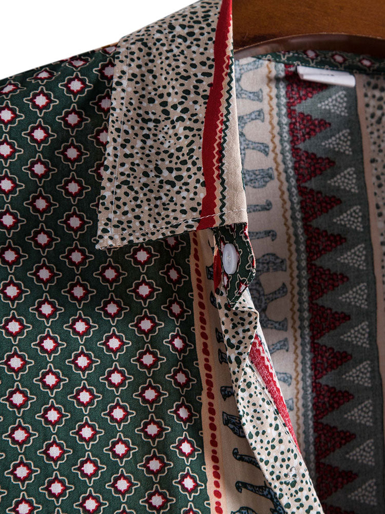 Shirt met olifant en geometrische print