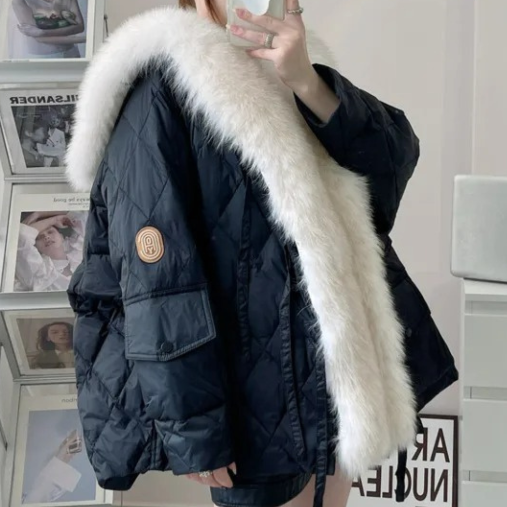 Donzen Jas Katoen met Kraag Vossenbont voor Vrouwen