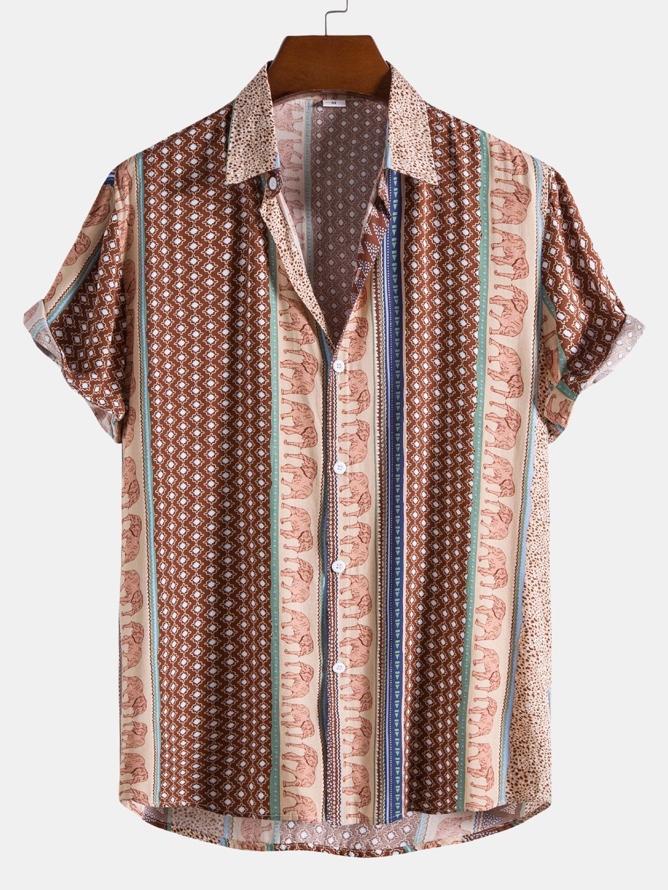 Shirt met olifant en geometrische print