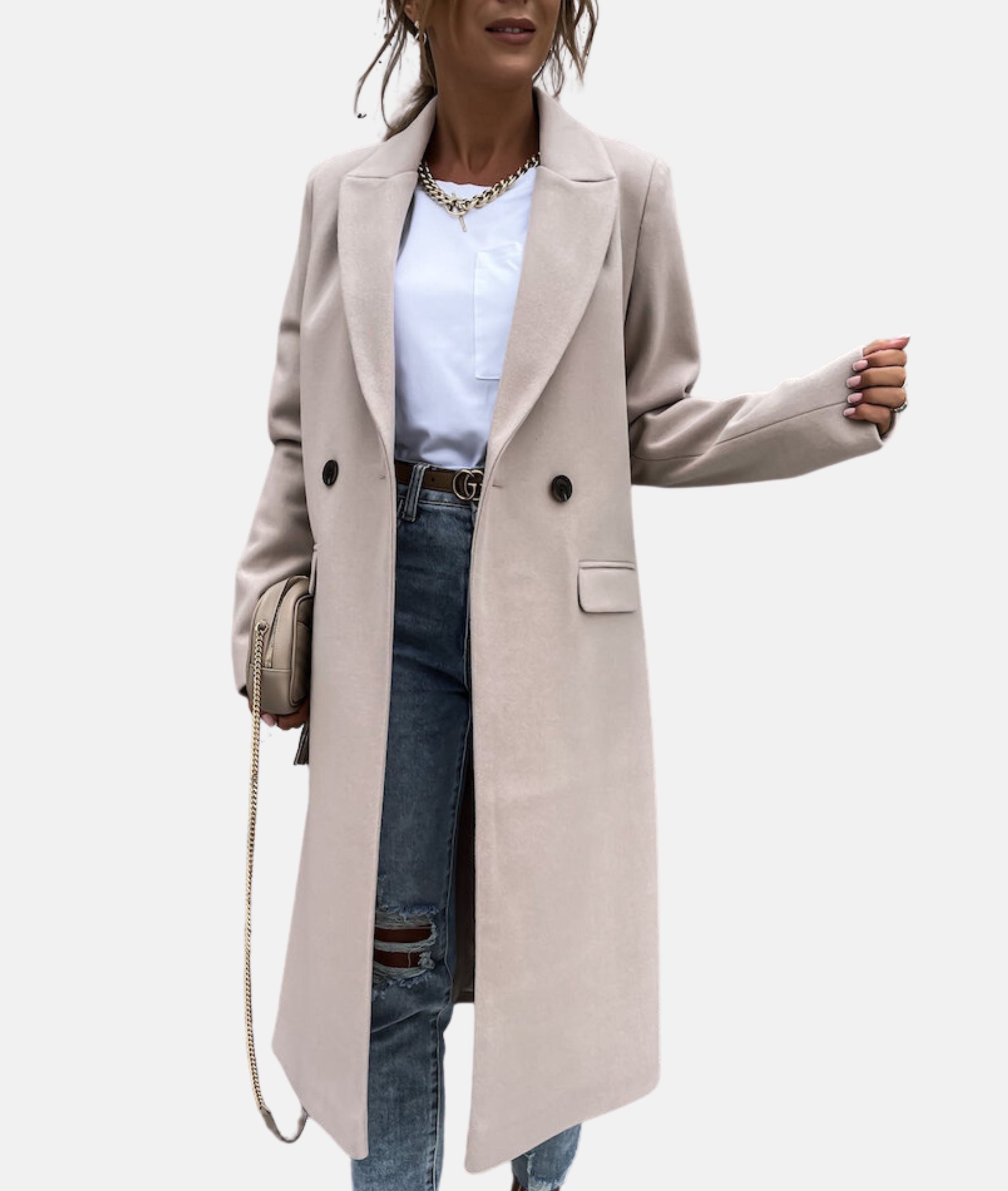 Morgaine™ - Lange stijlvolle jas met kraag