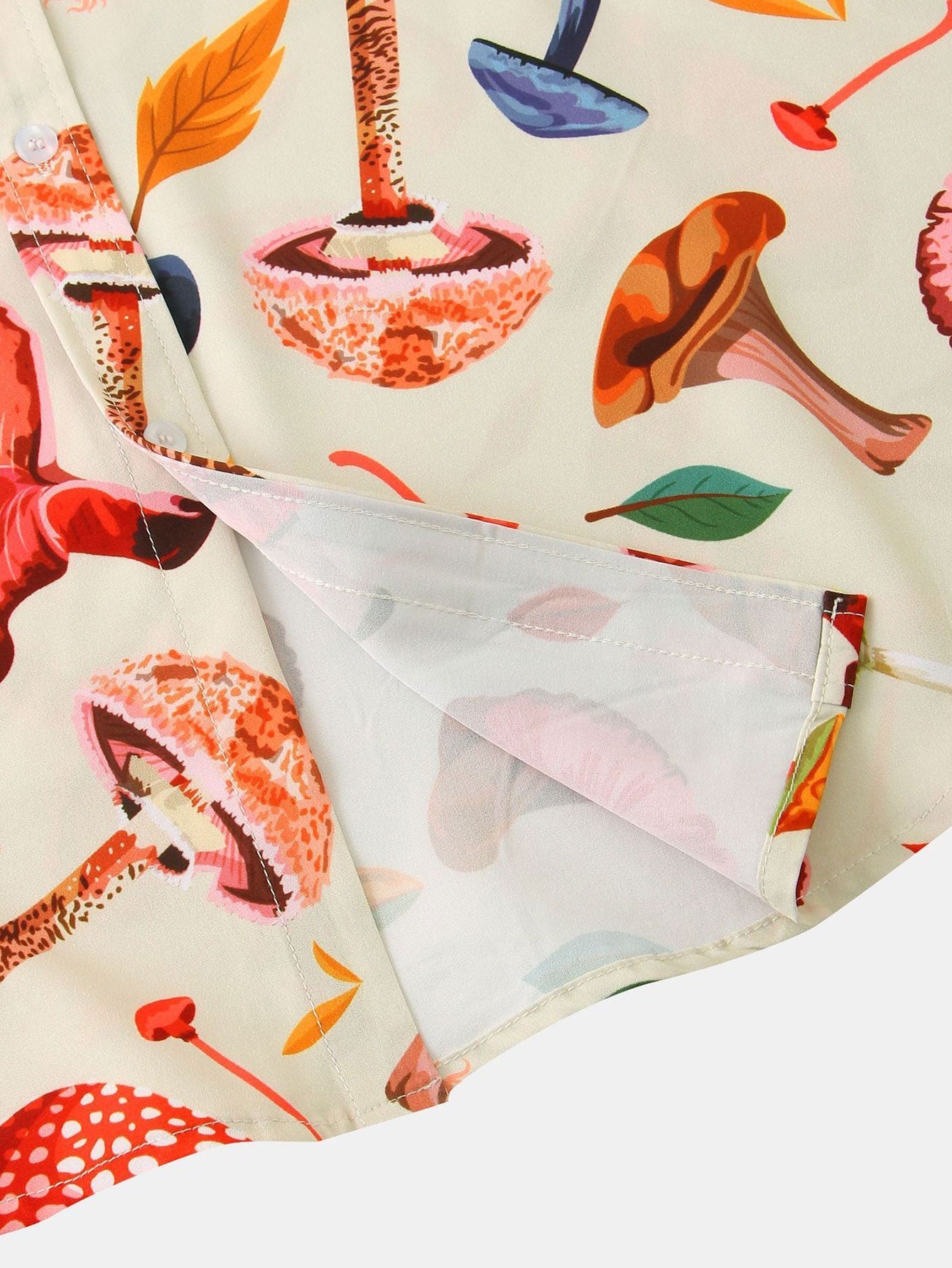 Shirt met paddestoelbladeren print