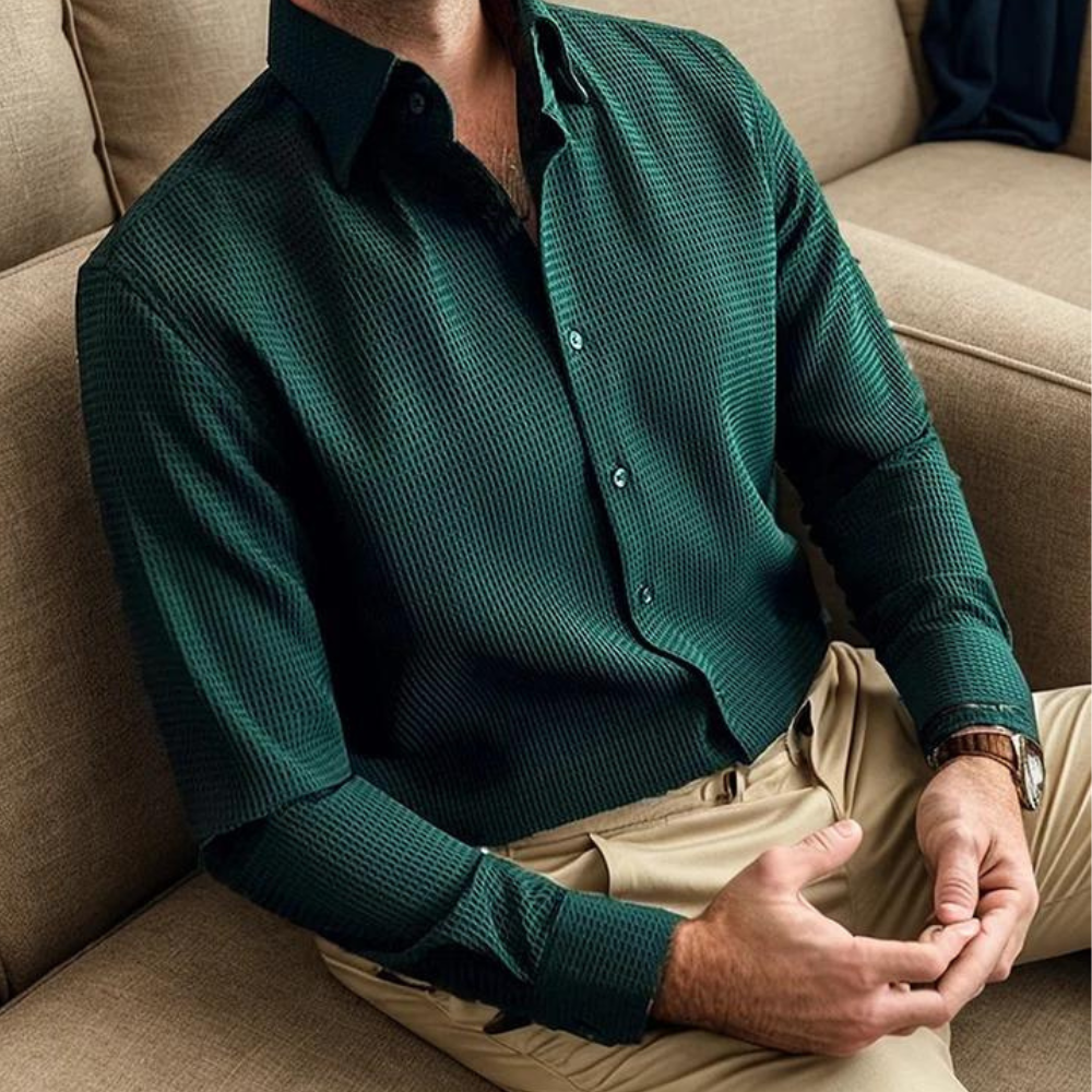 Elegante wollen geruite polo met lange mouwen voor heren