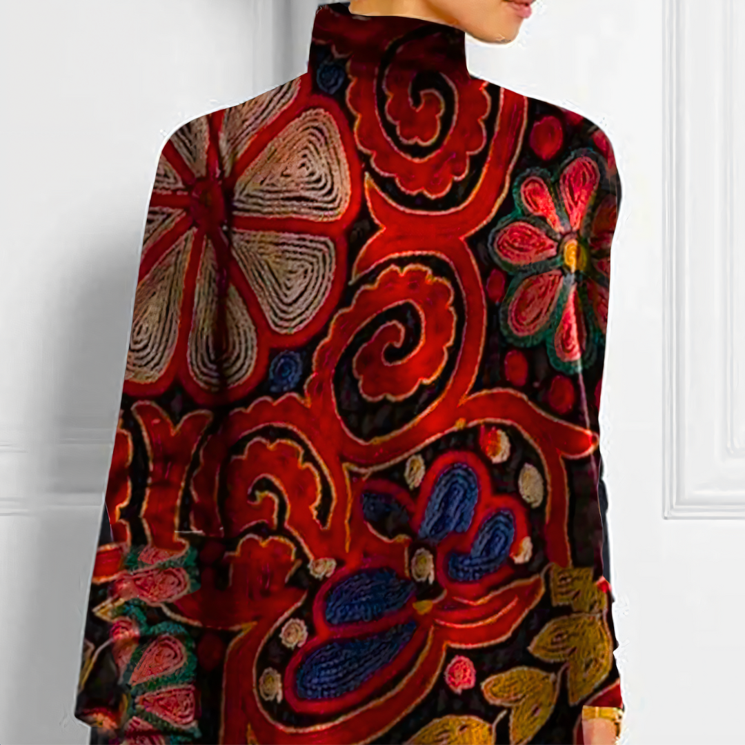 Asymmetrische bloemenblouse met lange mouwen voor dames