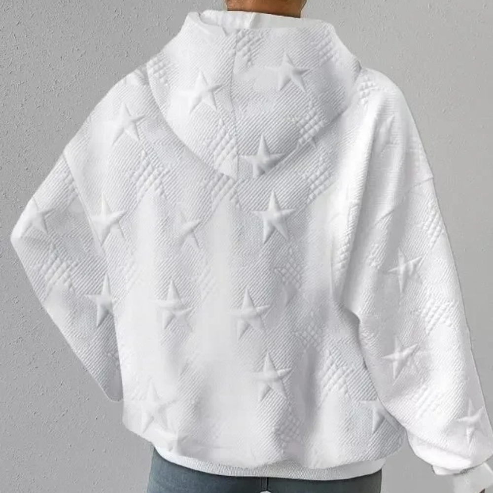 Katoenen losse hoodie met sterrenpatroon voor dames