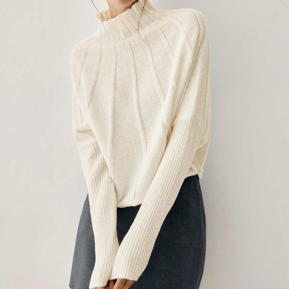 Elegante gebreide trui met suède hals voor dames