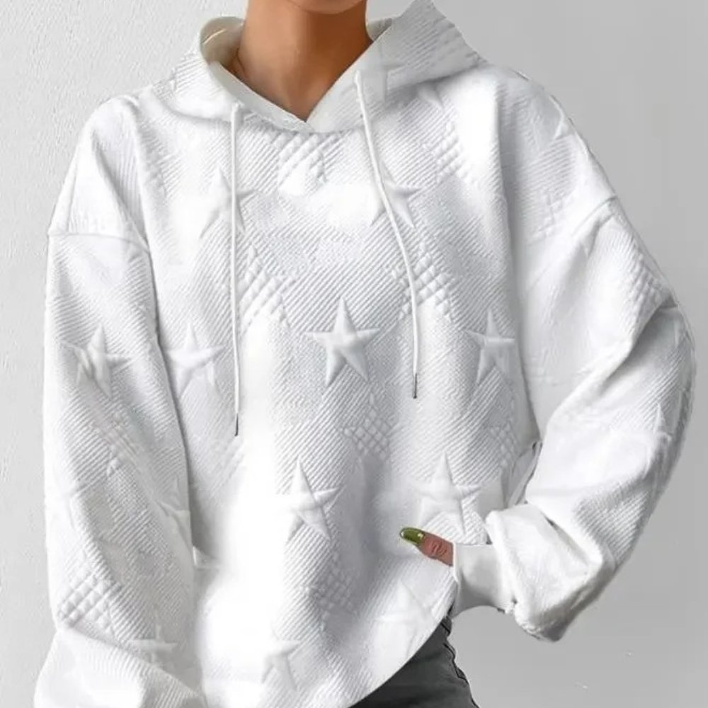 Katoenen losse hoodie met sterrenpatroon voor dames