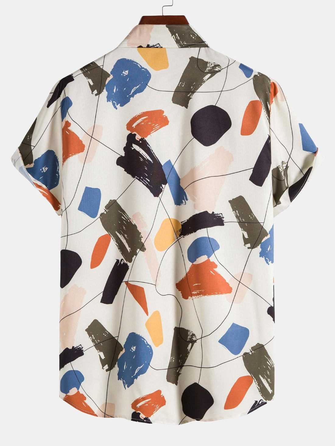Shirt met handgetekende kleurvlakkenprint