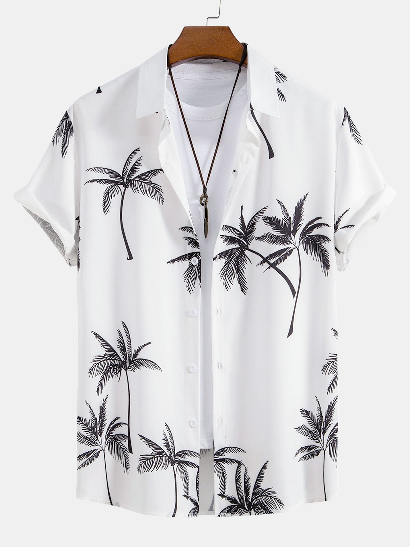 Palmboom Print Button Up Shirt & Zwemshort