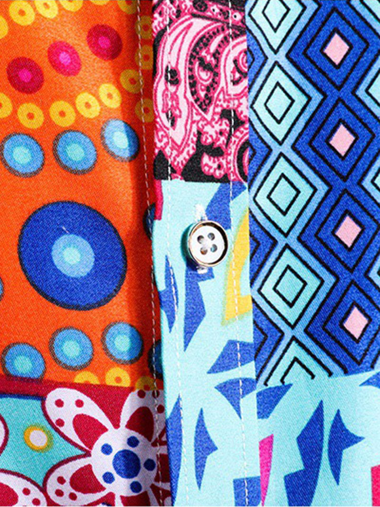 Geometrisch shirt met bloemenprint