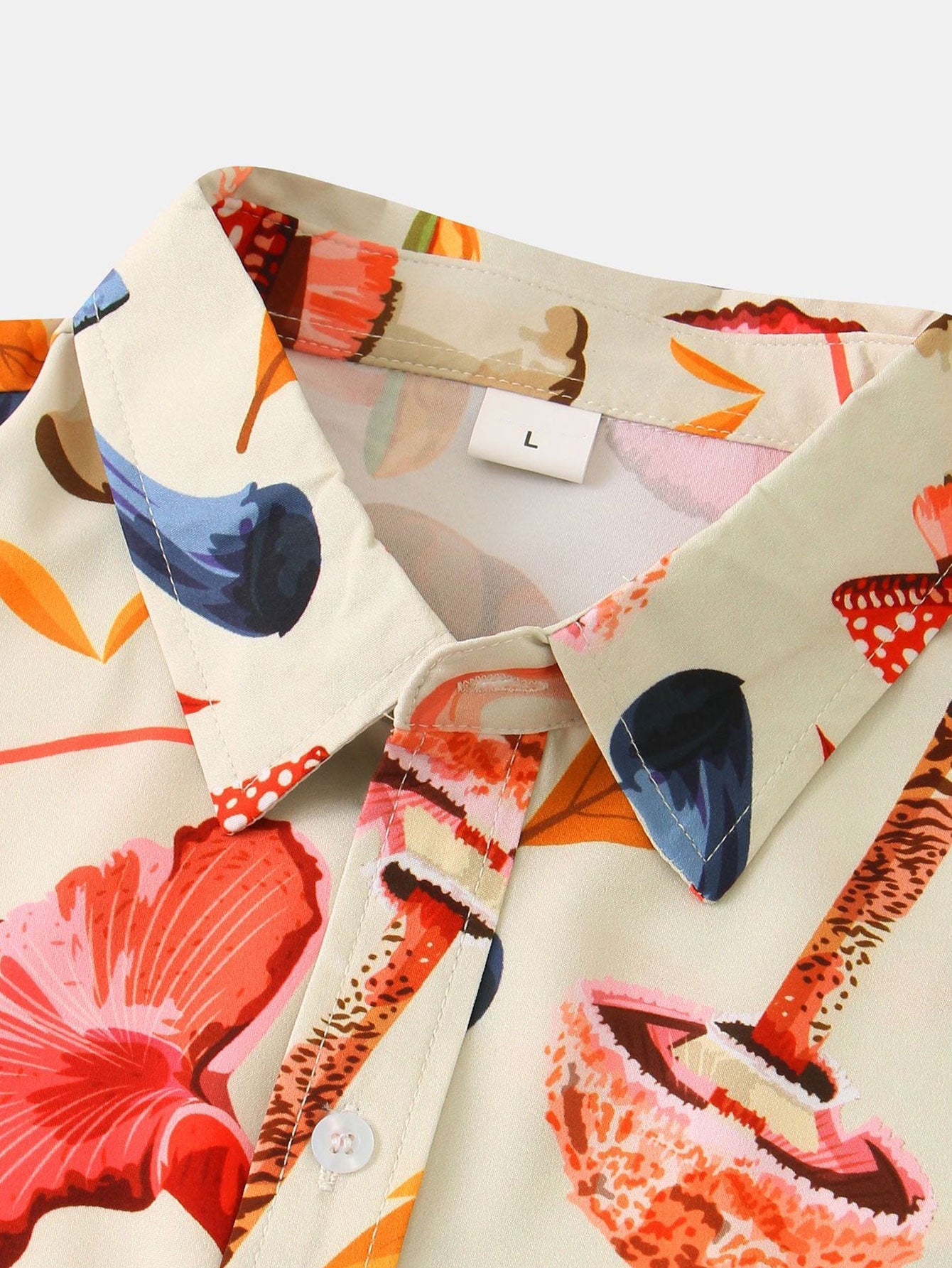 Shirt met paddestoelbladeren print