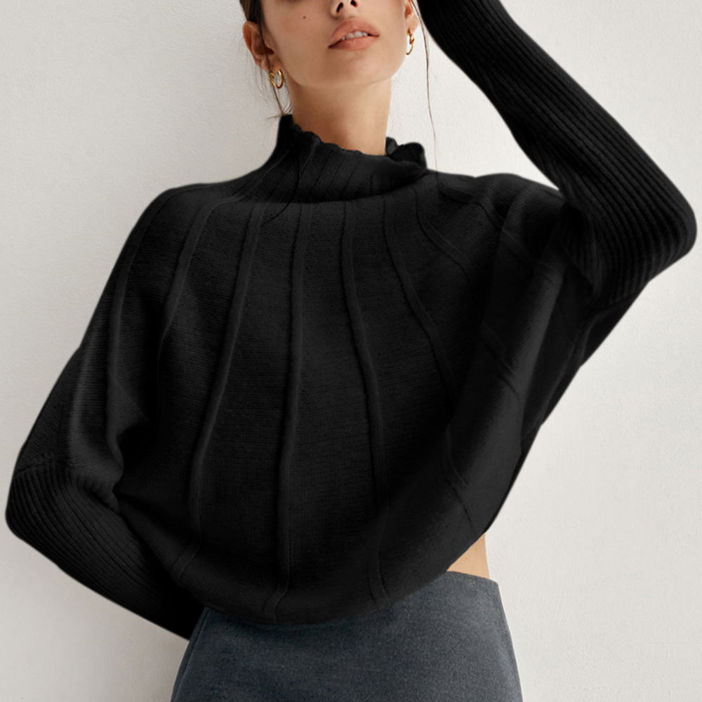 Elegante gebreide trui met suède hals voor dames