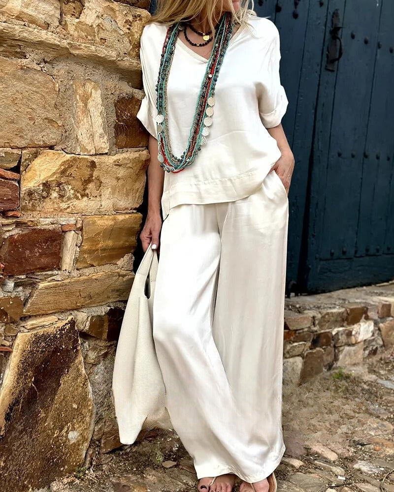 Elegante set met blouse en broek