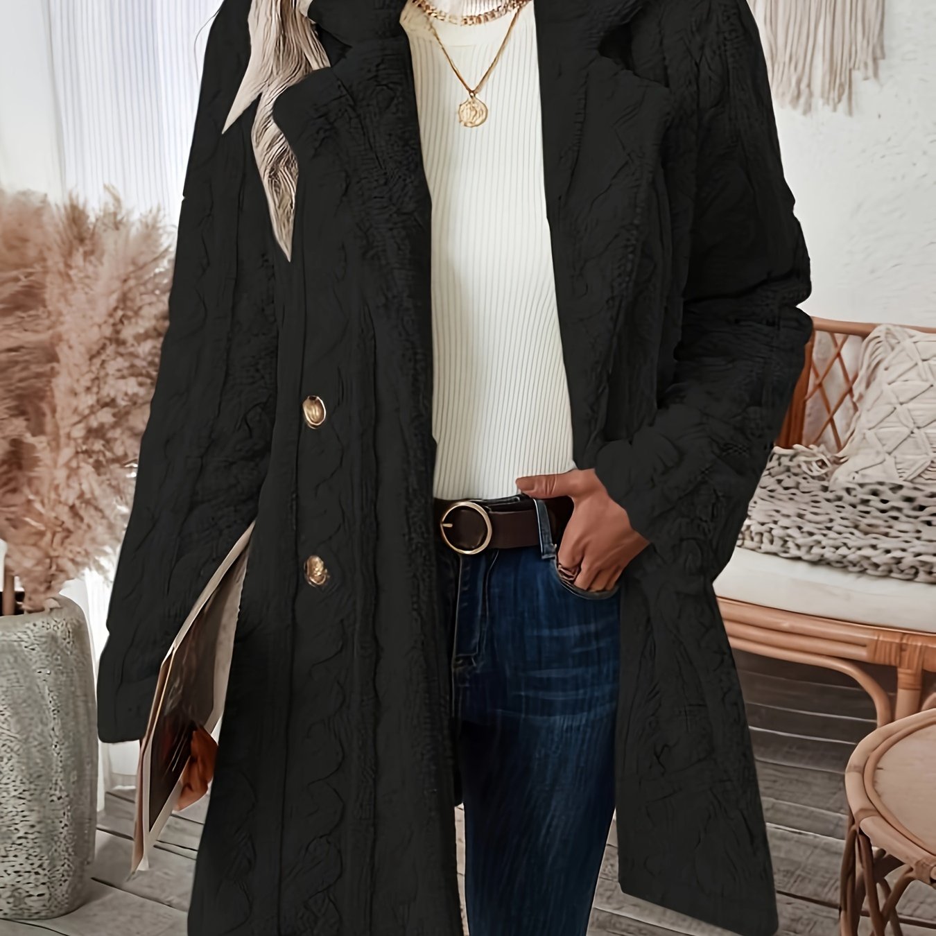 Allayne - De modieuze, veelzijdige jas met dubbele borst en lange mouwen