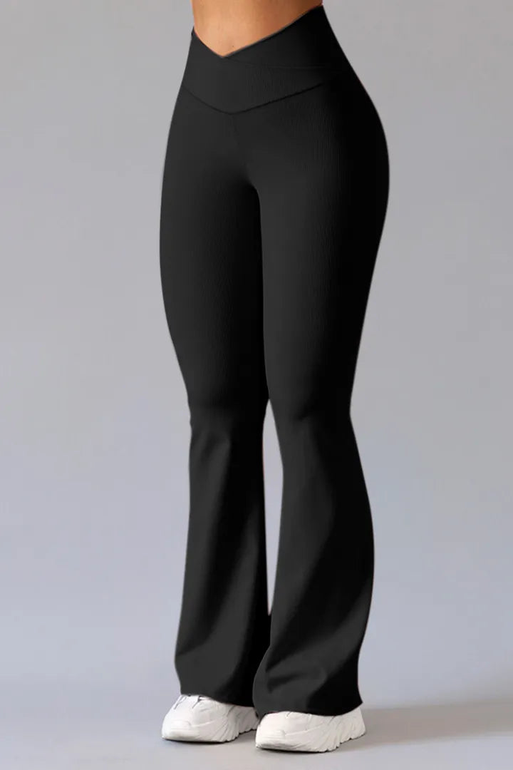 Geribde sportbroek met een verkorte taille