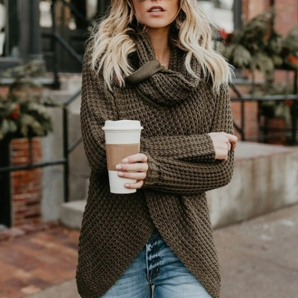 Stijlvolle coltrui met vintage knoopsluiting voor dames