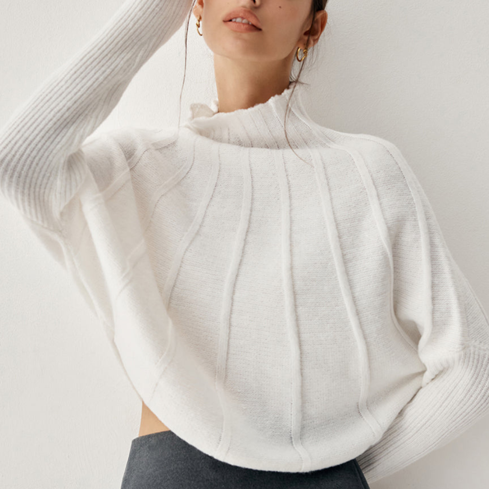 Elegante gebreide trui met suède hals voor dames