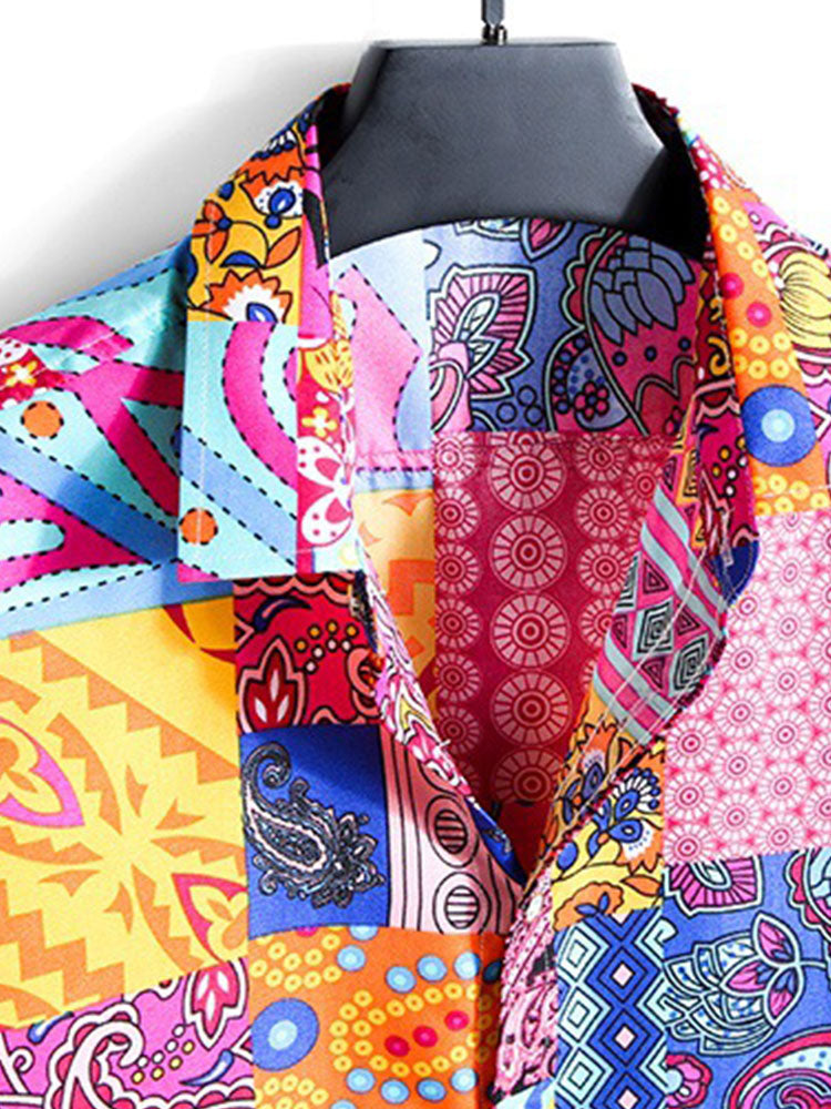 Geometrisch shirt met bloemenprint