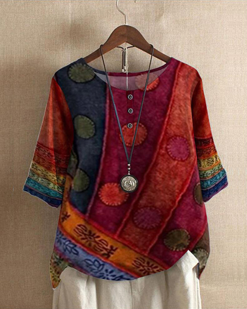 Olivia™ Must-have vintage boho top met print