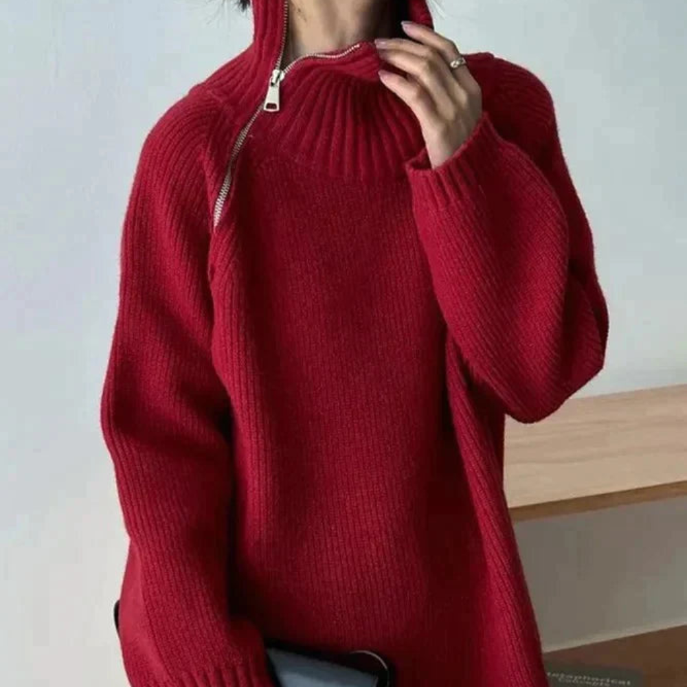 Gebreide coltrui met ritssluiting voor dames