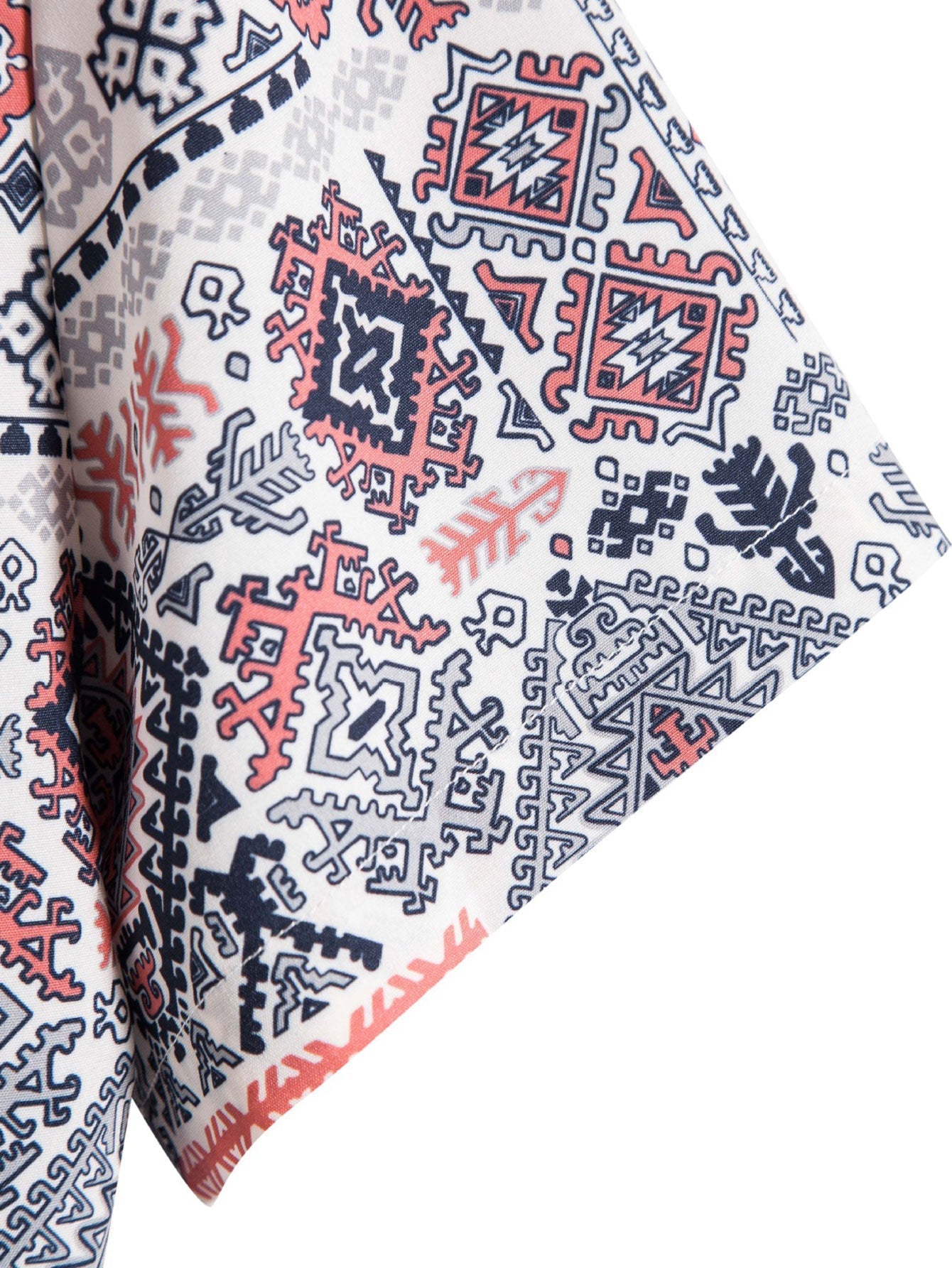 Knoopshirt met Azteekse geometrieprint