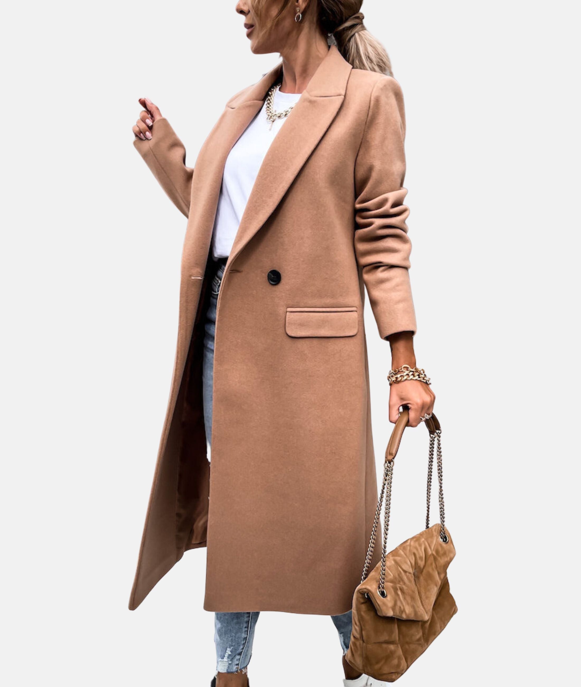 Morgaine™ - Lange stijlvolle jas met kraag