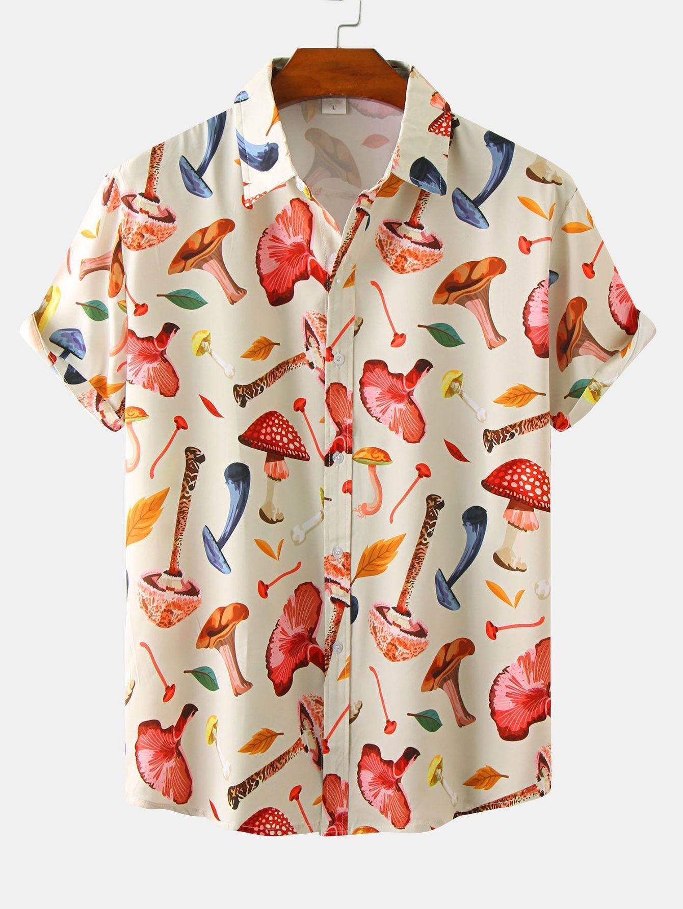 Shirt met paddestoelbladeren print